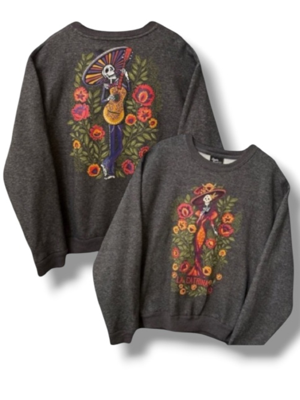 Hasta Siempre Women’s Crewneck Graphic Sweater Dia de los Muertos La Catrina